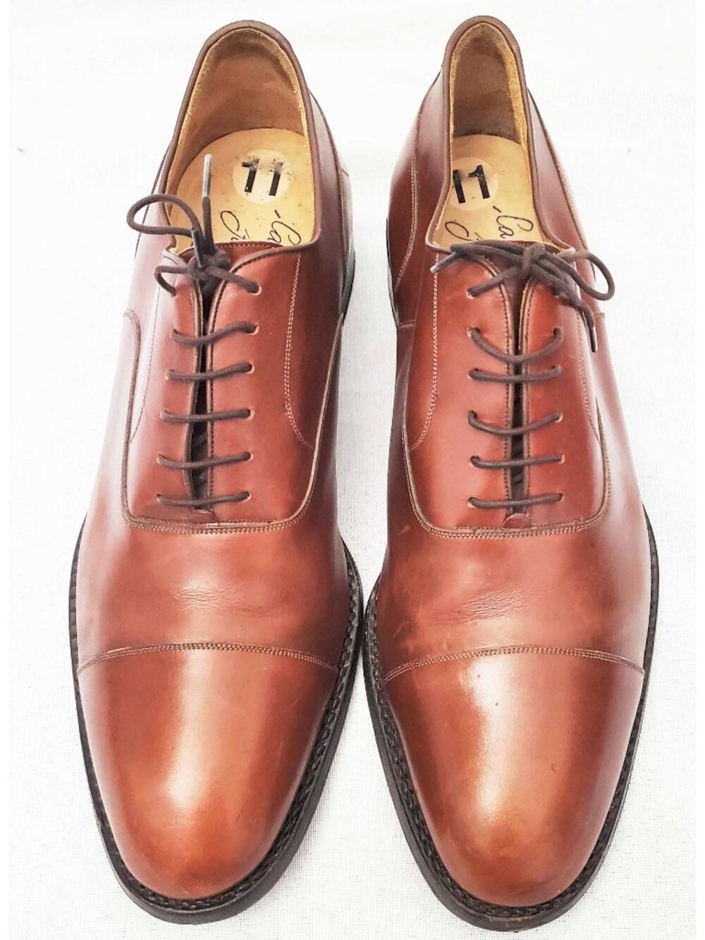 Calzoleria Harris Firenze Men's Brown Leather Cap-Toe Oxford Dress Shoes 11